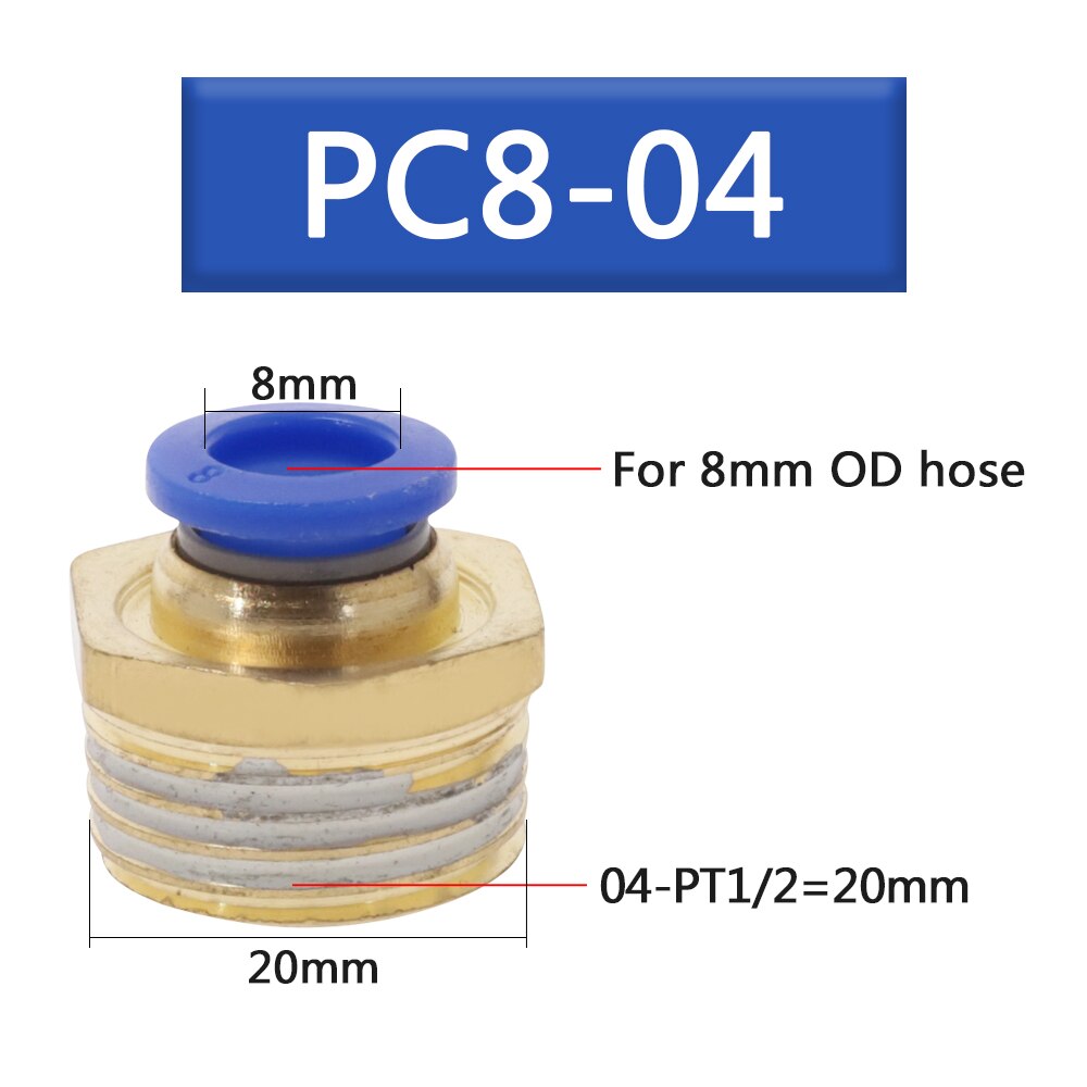 50Pcs Pneumatic Fitting Tube Connector Fittings Air Quick Water Pipe Push In Hose Quick Couping PC4-01 PC6-02 PC8-02: 50Pcs-PC8-04