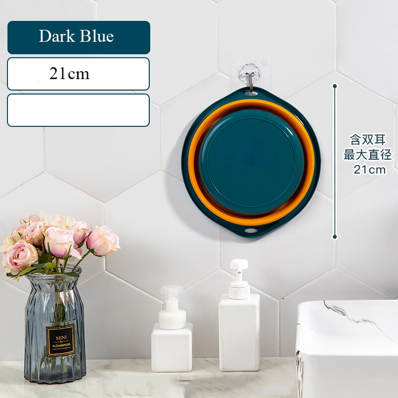 39cm pliable en plastique et Portable bassins lavabos pliant buanderie baignoire salle de bains cuisine accessoires voyage pliant lavabo: 21cm dark blue