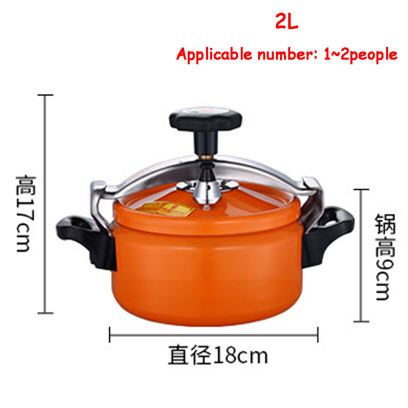 Betohe 18cm tryckkokare i aluminium 2l/3l explosionssäker gryta utomhus campingkärl högtryckskokare: Orange 2l