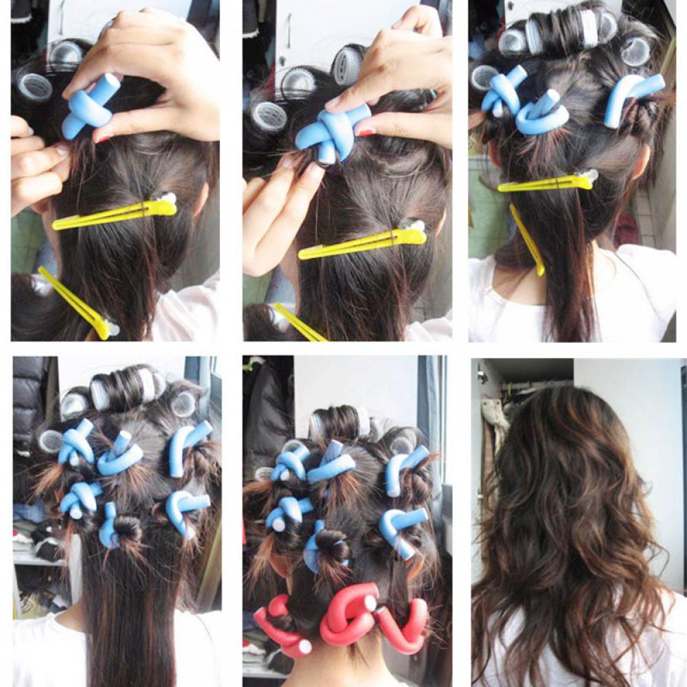 10 stk mini blød skum curler makers gummi curler skum bøjet twist medium krøller stick gør-det-selv hårstyling værktøj farve tilfældig