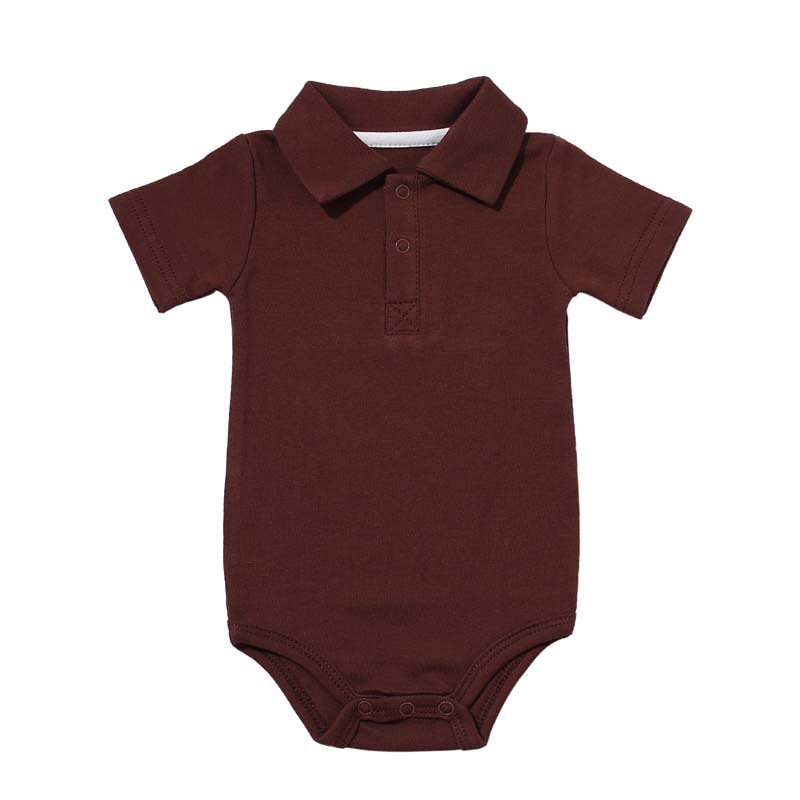 Zomer Baby Boy Kraag Korte Mouw Katoen Driehoek Romper Pasgeboren Baby Kleding: brown