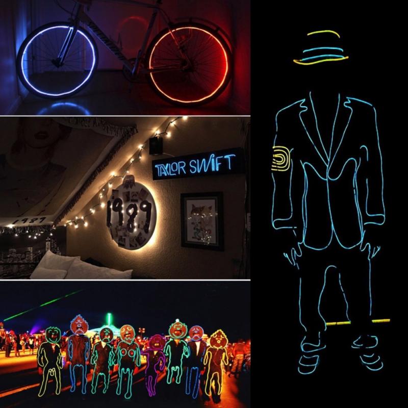 Glow El Wire Kabel Led Neon Licht Christma Dance Party Diy Kostuum Kleding Lichtgevende Auto Licht Decoratie Kleden Bal Rave