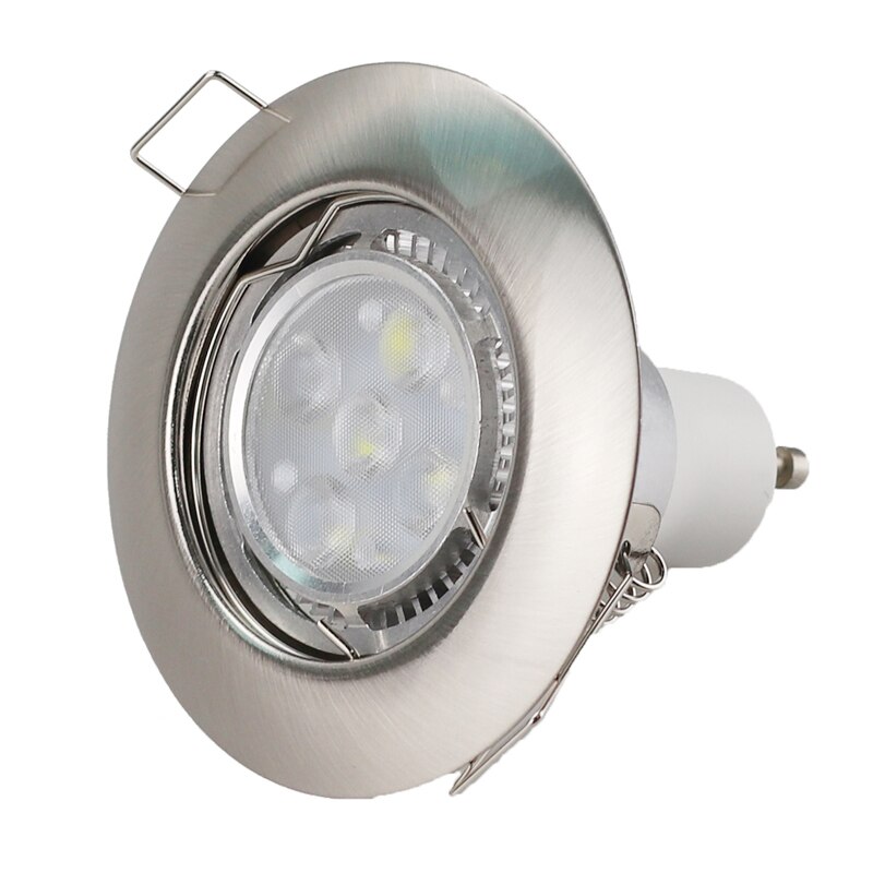 Nikkel Ronde Verzonken Led Plafondlamp Verstelbare Frame MR16 GU10 Lamp Armatuur Downlight Houder