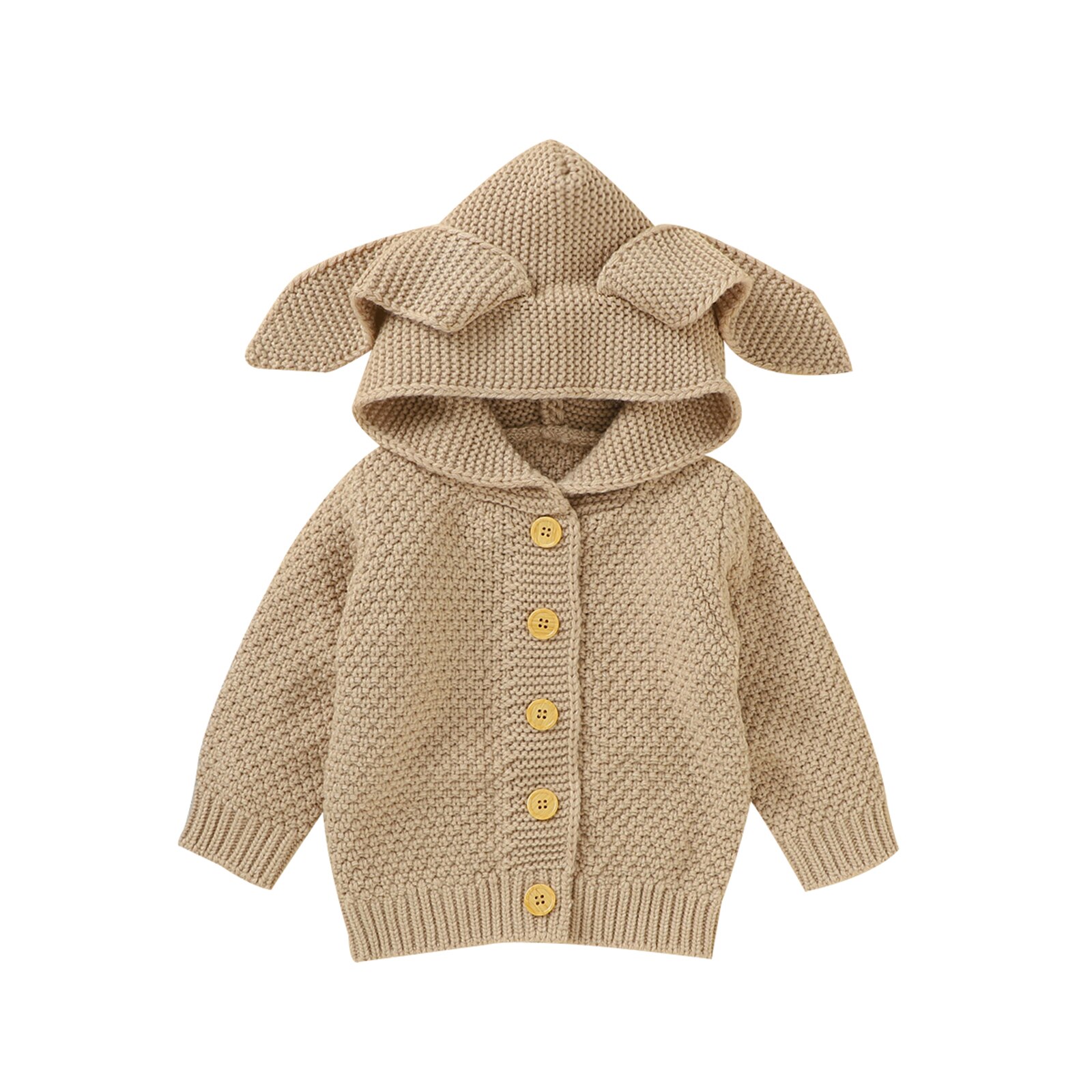 0-24M Pasgeboren Baby Meisje Truien Met Lange Mouwen Gebreide Vest Mode Effen Kleur Konijn Oor Warm Hooded jas: B / 18m