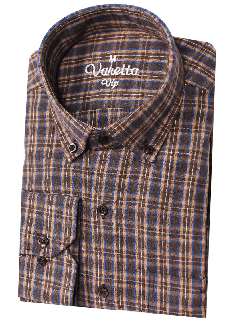 Flanel Shirt Mannen Plaid Bruin Mannen Shirt Lange Mouw Shirts Voor Mannen Regular Fit Mannen Shirt Casual Sociale Man shirts Varetta