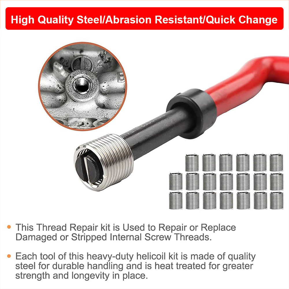 Gewinde-Reparatur-einstellen M4/M5/M6/M7/M8/M9/M10/M12/M14 Metrisches Gewinde-Reparatur-Einsatz-einstellen für beschädigte Gewinde und automatische Reparatur