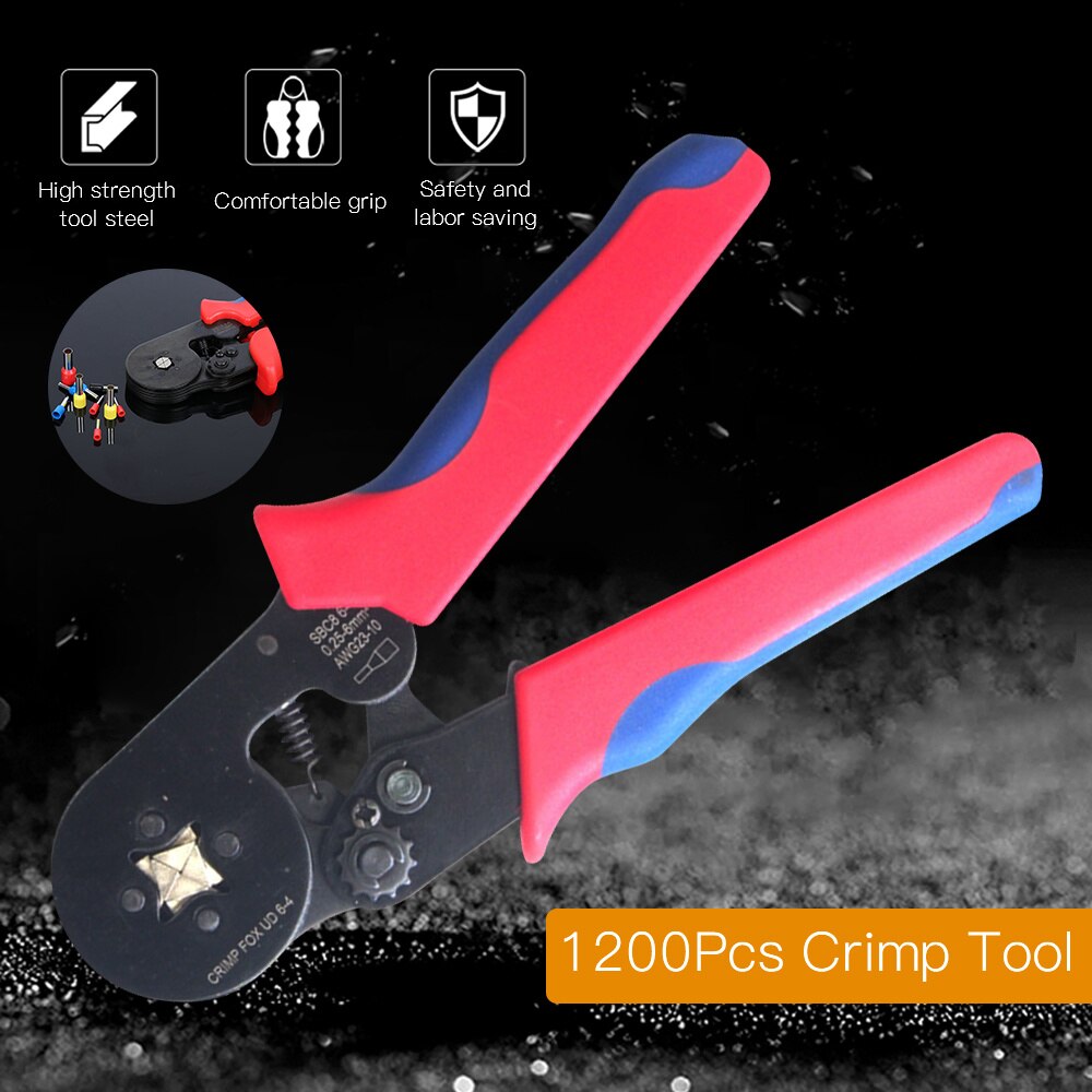 1200Pcs Crimp Tool W/ Bootlace Ferrule Crimper Plier Wire Terminal Connector Set