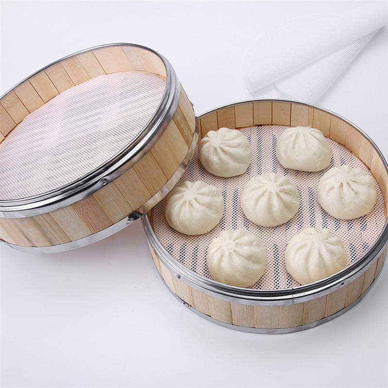 12 Uds. Alfombrillas de vaporera redonda de silicona prácticas almohadillas de vapor accesorio de bollo al vapor para Cocina Casera (blanco, diámetro en 16cm)