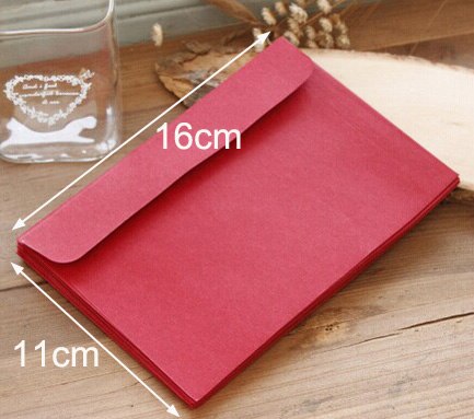 10 stk rød kraft sort kuvert blank almindelig brevpapir konvolutter kort postkort foto brev opbevaring kuvert 16 x 11cm: Rød