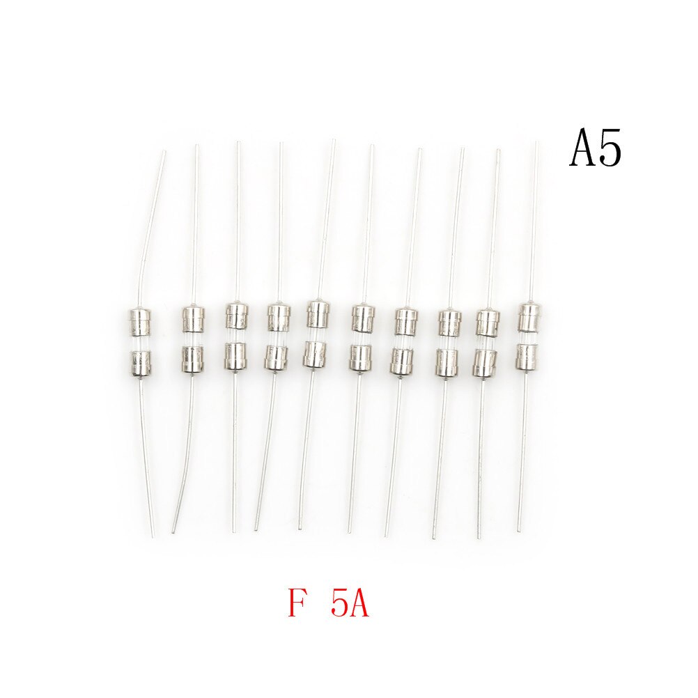 10 teile/los 1A/1.5A/2A/3A/5A 250V Doppel eisen kappe Axial Langsam Glas sicherung mit blei draht Mix Set 3,6*10mm