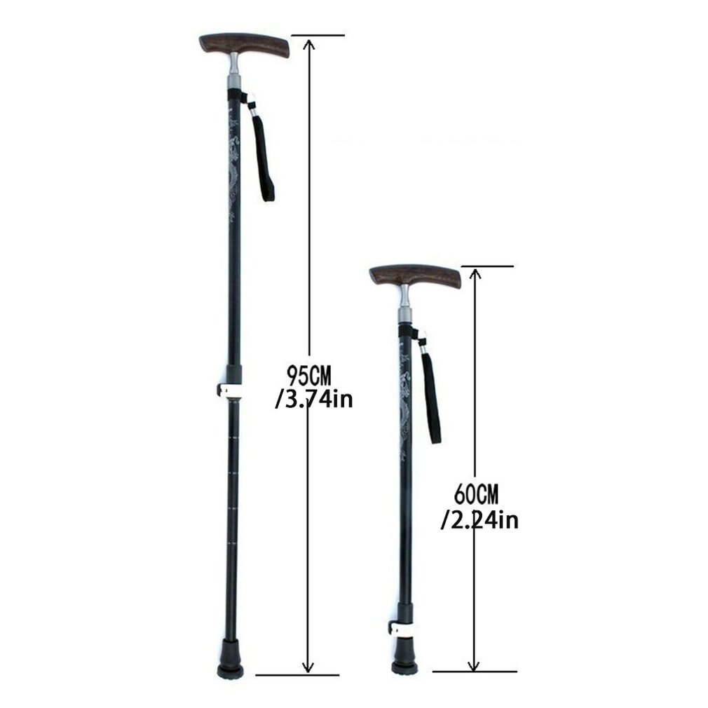 Aluminum Alloy Old Cane Solid Wood Handle Elderly Trekking Pole Cane Four Feet Non-Slip Walking Stick