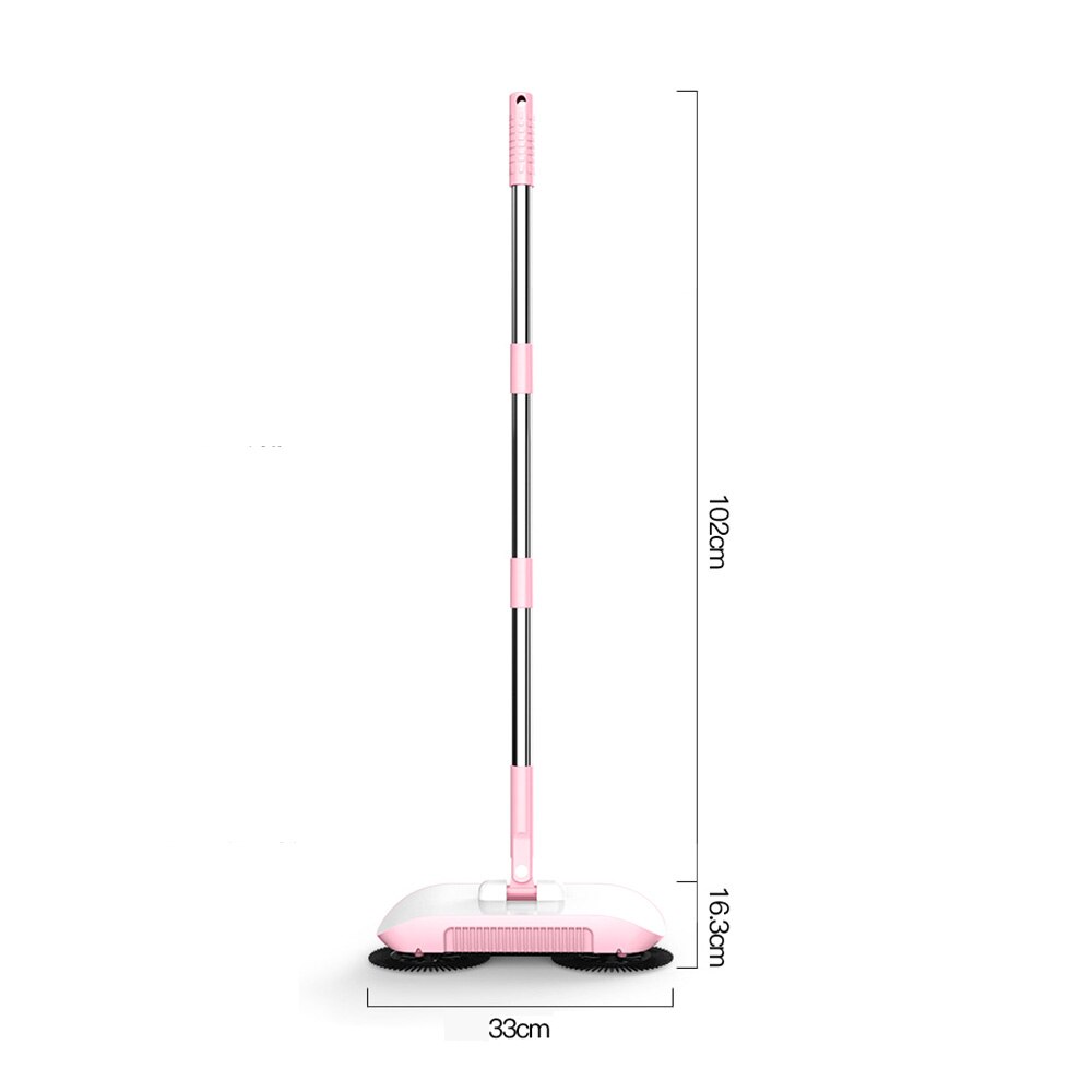 Stainless Steel Sweeping Machine Hand Push Broom Dustpan Automatic Sweeper 360° Rotatable Handle Household Cleaning + Mop