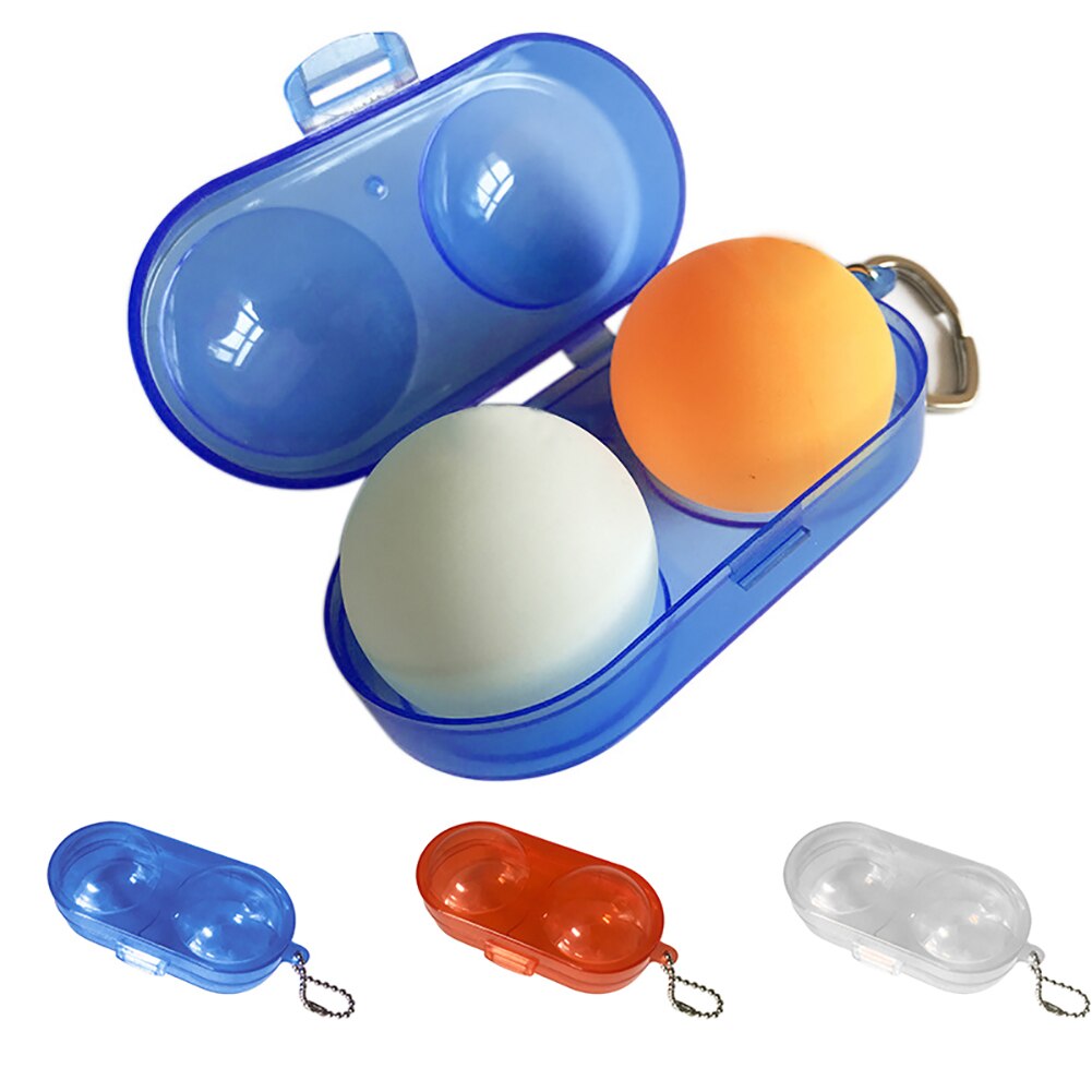 Table Tennis Container Box Portable Plastic Storage Case for 2 Ping-Pong Balls with Key Chain portable training practicing tools