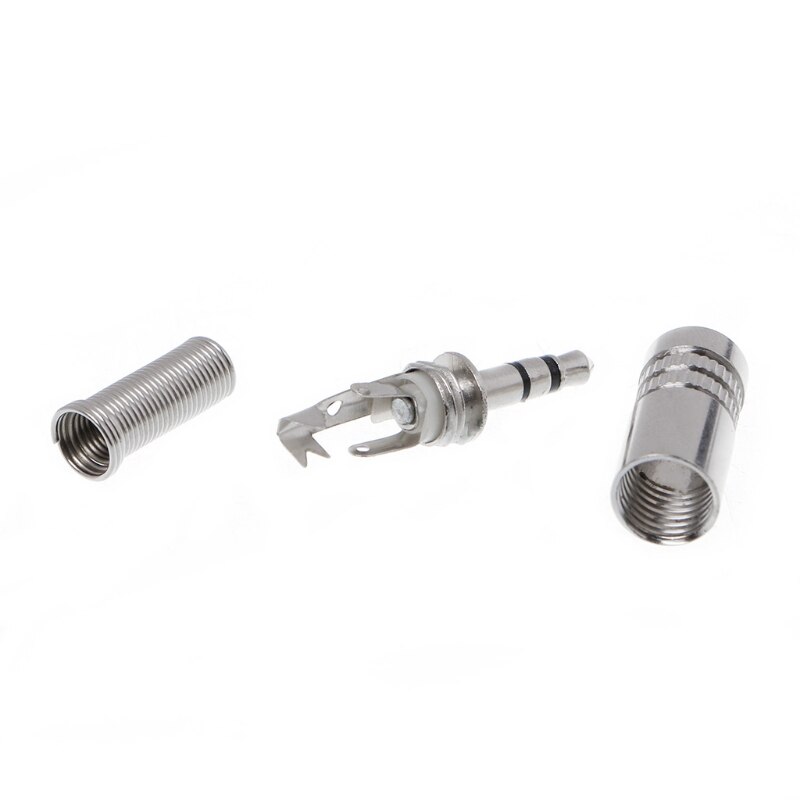 5 Pcs Metal 3.5Mm 2 Ring 3P Stereo Jack Plug Kabel Soldeer Adapter Terminal W/Lente A0NB