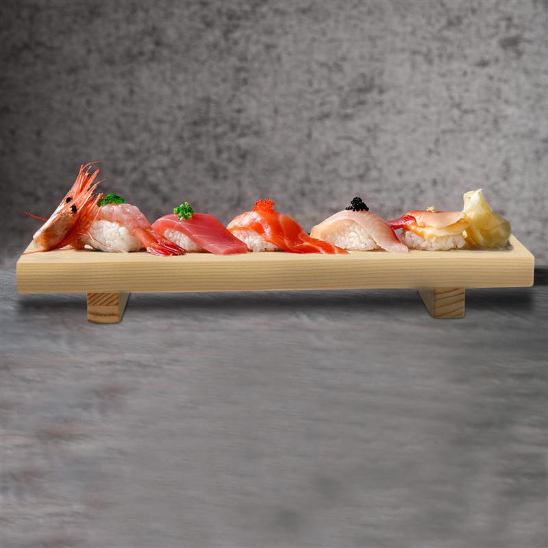 Japanese Wooden Sushi Board Rectangular Cuisine Sushi Sashimi Plate Platform Food Serving Tray Tableware Decoration