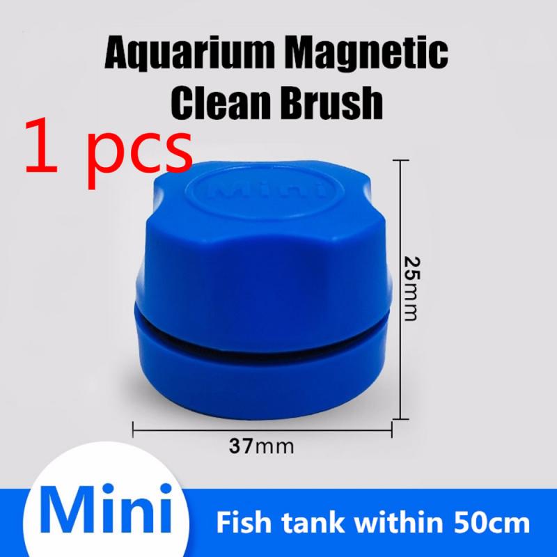 Mini Aquarium Fish Tank Magnetic Clean Floating Glass Brush Algae Scraper Curve Glass Cleaner Window Magnet Cleaning Tool: 1 blue