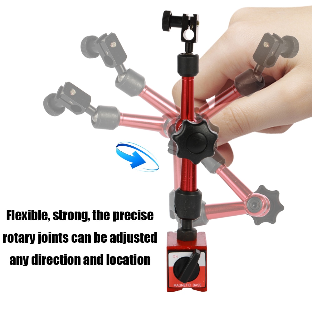 Kkmoon Metalen Ronde Dial Indicator En Mini Flexibele Magnetische Base Holder Bracket Tool Kit Dial Indicator Kit Dial Gauge