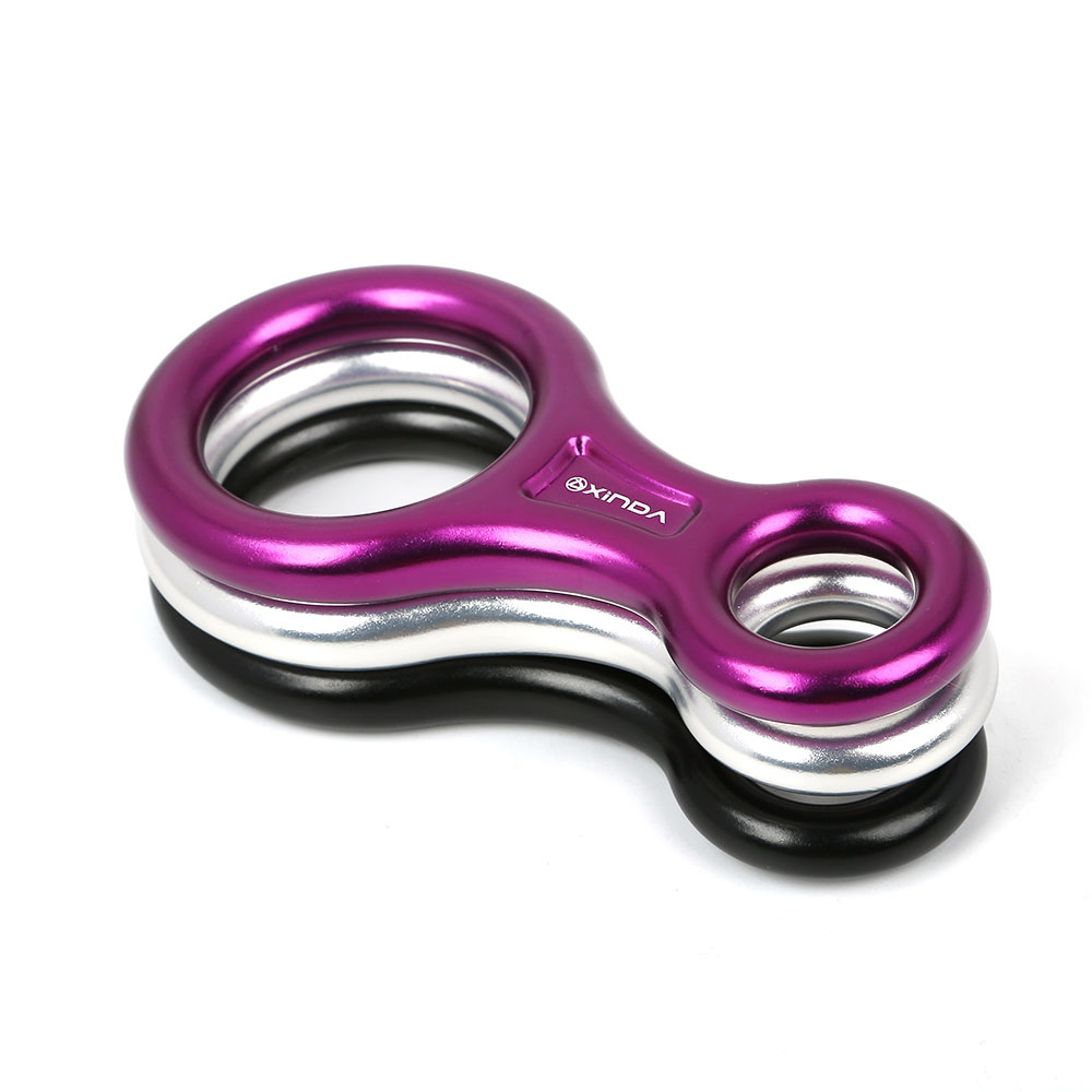 XINDA Rock Climbing Carabine 8shape Rigging Descender Aluminum Figure Belay Device Abseiling 35KN Eight Ring Downhill Equipment