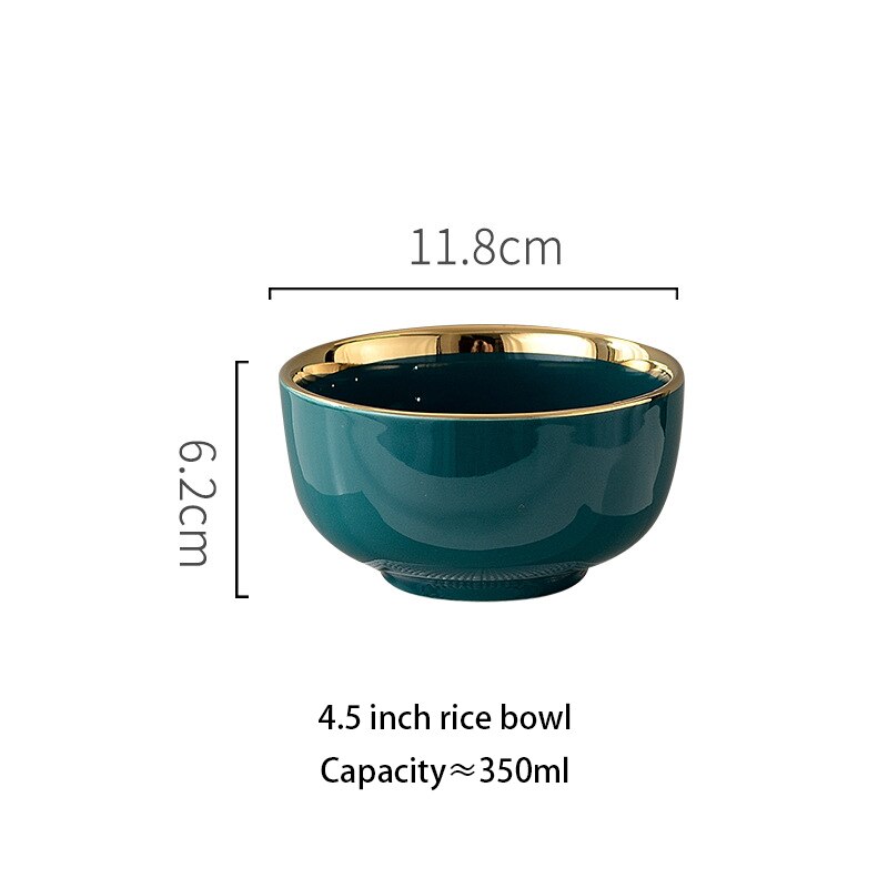 1pcs Green Porcelain Plate ceramic Dinner Plate Tableware Dinner Set Phnom Penh Exquisite Dinnerware Big Soup Ladle Leak Spoon: 4.5 Inch bowl