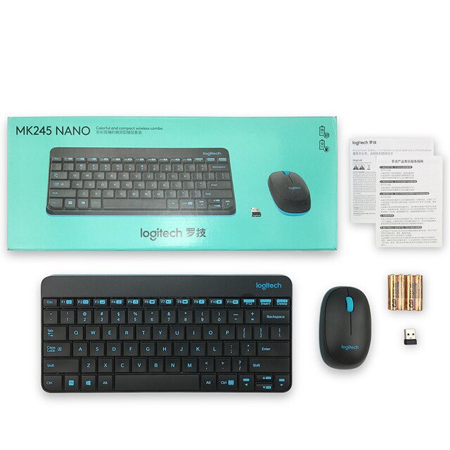 Logitech-Mini clavier de jeu sans fil USB MK245, 1000DPI, Mini clavier de jeu, souris ergonomique, pour ordinateur portable et bureau: Black