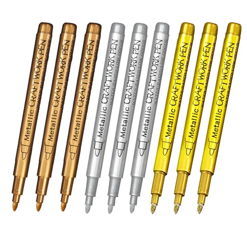 Rotulador metálico resistente al agua, rotulador permanente dorado, plateado, cobre, marcador de pintura artística para manualidades, suministros de arte para álbumes de recortes