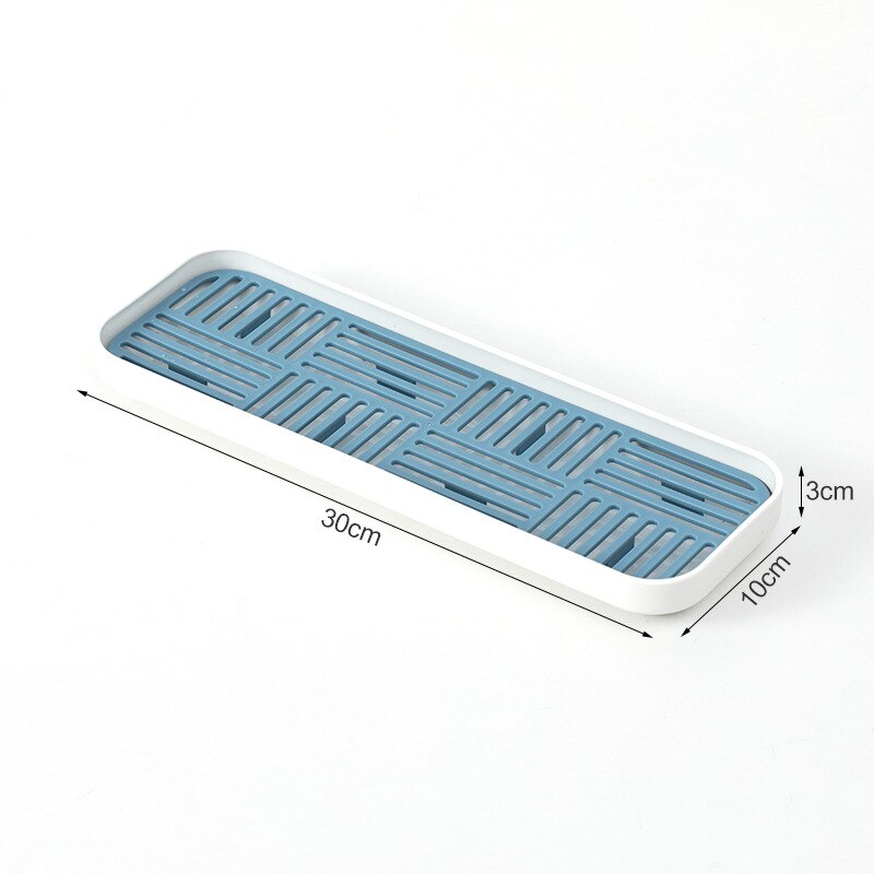 Kitchen Storage Drain Tray,Bottle Cup Bowl Cutlery Dish Drainer,Dish Drying Rack,Sponge Holder,Countertop Kitchen Sink Organizer: blue S