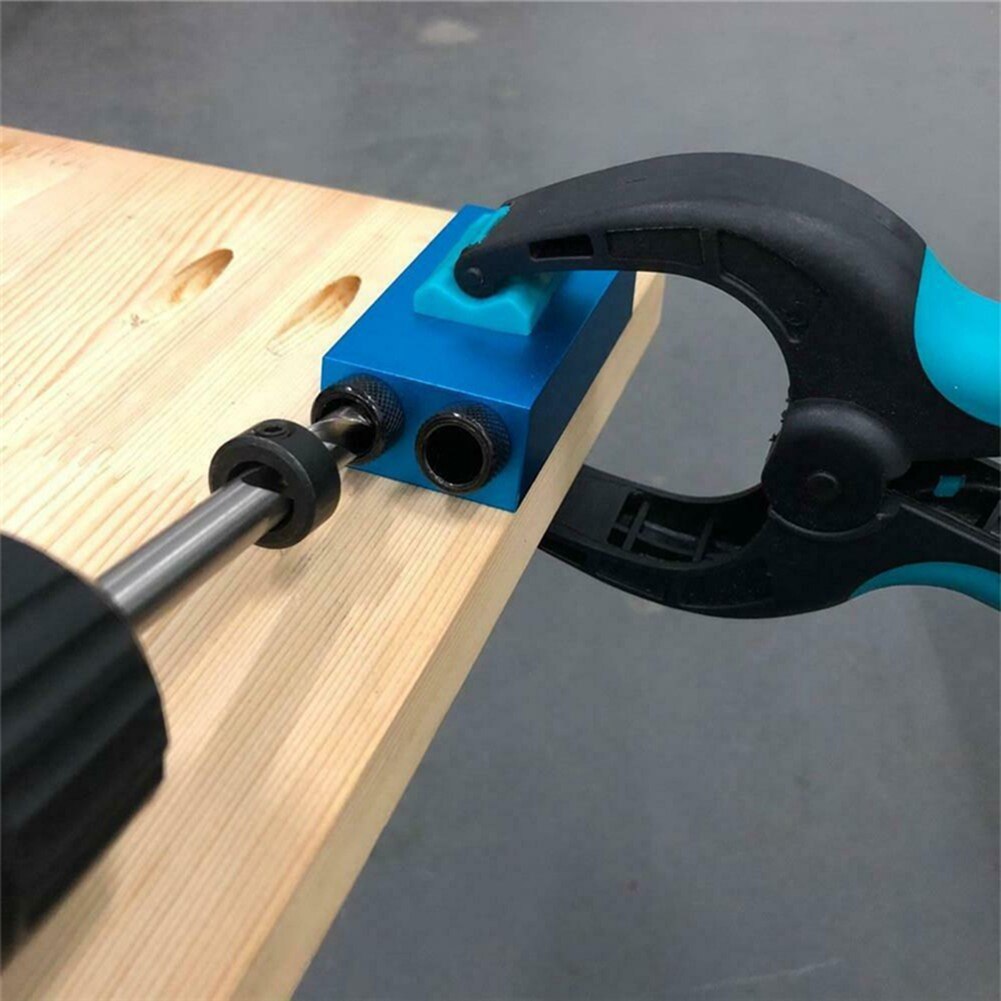 1set Pocket Hole Jig Kit 15 Degree Angle Drill Guide Set Woodworking Oblique Hole Locator Drill Bits Hole DIY Carpentry Tools