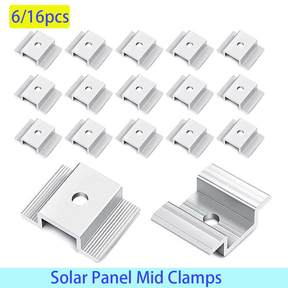 Solarpanel-Mittelklemmen, Photovoltaik-Tafel-Halterung, PV-Tafel, Mittelklemme, Aluminium-Solarklemmen für festes 35–50 mm gerahmtes Solarpanel