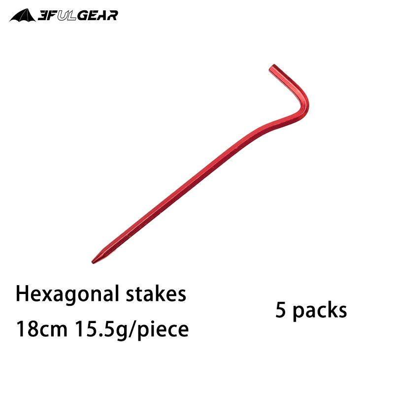 3f ul redskap 15.5 cm pinnar aluminiumspik spik för camping tält rep ultralätt tälttillbehör 5 st utrustning utomhusresor: 18.5 cm 5 stycken