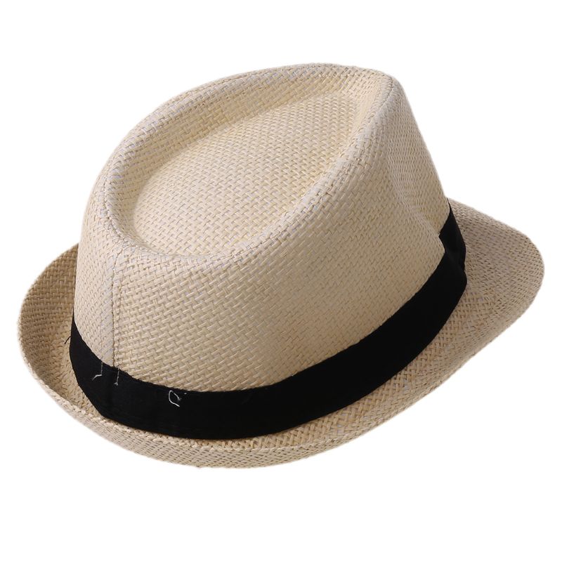 Bambini bambini estate spiaggia cappello di paglia Jazz Panama Trilby cappello Fedora Gangster cappelli traspiranti all&#39;aperto ragazze ragazzi cappello da sole