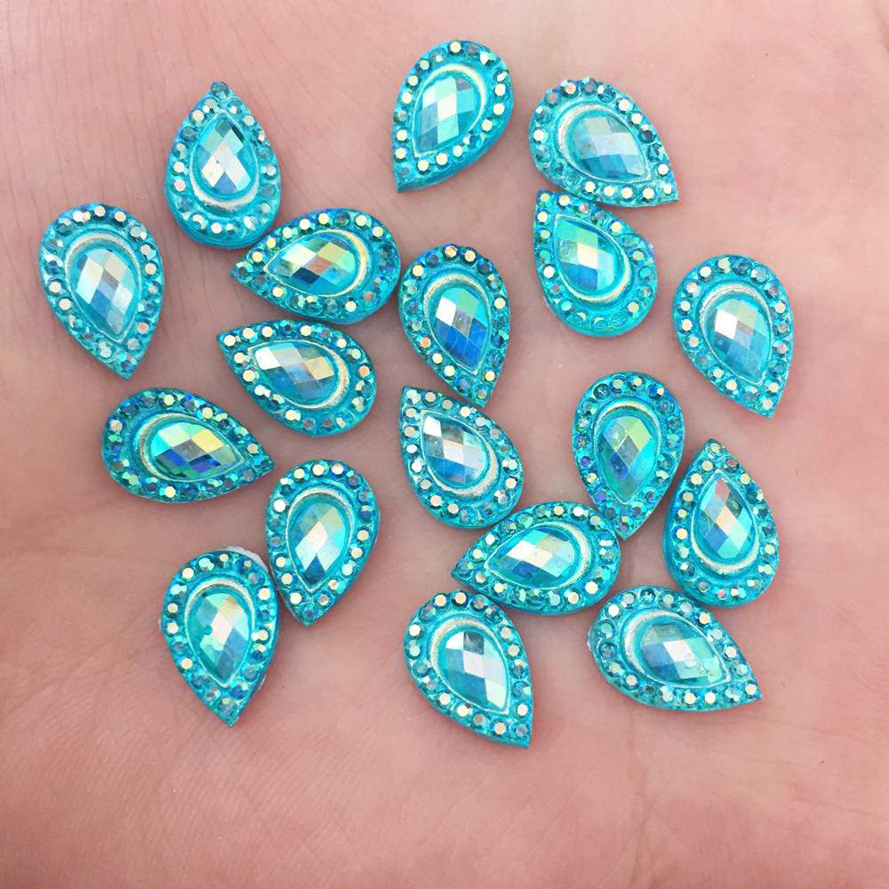 100 stks AB Hars 7*12mm Pauw Teardrop Plaksteen strass Bruiloft Versiering diy applicaties SK21 * 2