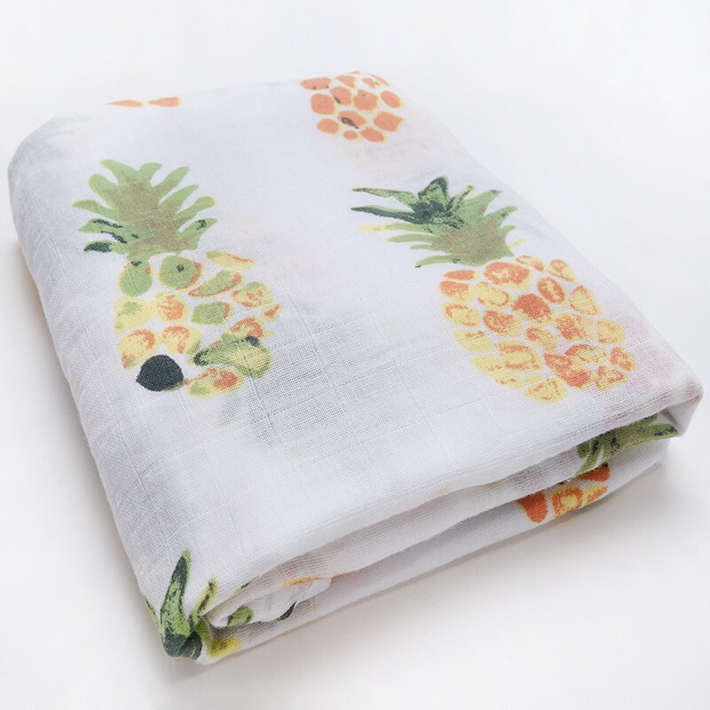 Bomull babyfilt nyfödd bebe linda wrap barnvagn tillbehör flamingo tecknat djurtryck babyprylar: Ananas