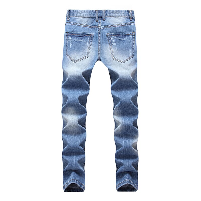 Bukser homme merke revet hull denim jeans menn klassiske menn jeans blå 29-42 rette jeans herre