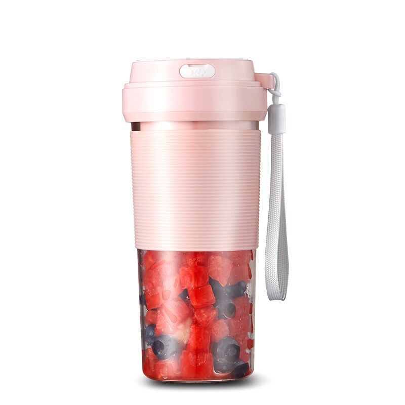 Fruktjuicer liten bärbar elektrisk juicekopp juicemaskin mini uppladdningsbar juicekopp: Rosa