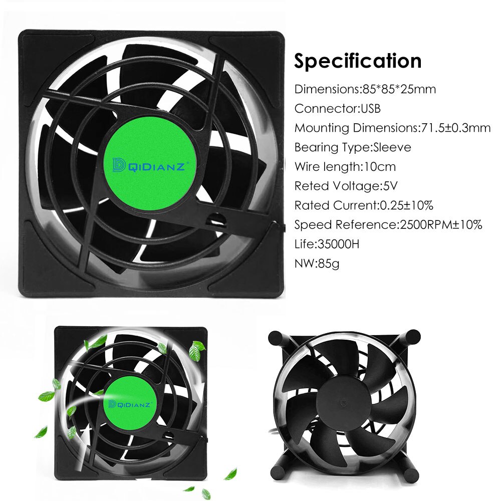 Usb Koelventilator Voor Tv Box Draadloze Wifi Router Slimme Set-Top Box Stille Rustige Cooler Dc 5V usb Power 2500 Rpm