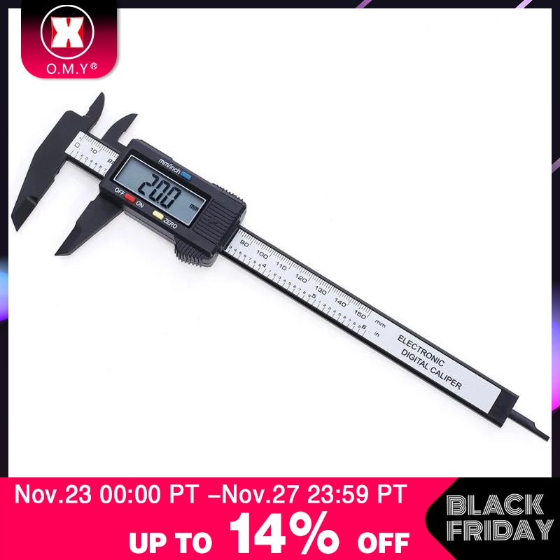 O.M.Y 1pcs Meten 0-150mm 6 Inch Plastic LCD Elektronische Digitale Koolstofvezel Schuifmaat Regel gauge Micrometer