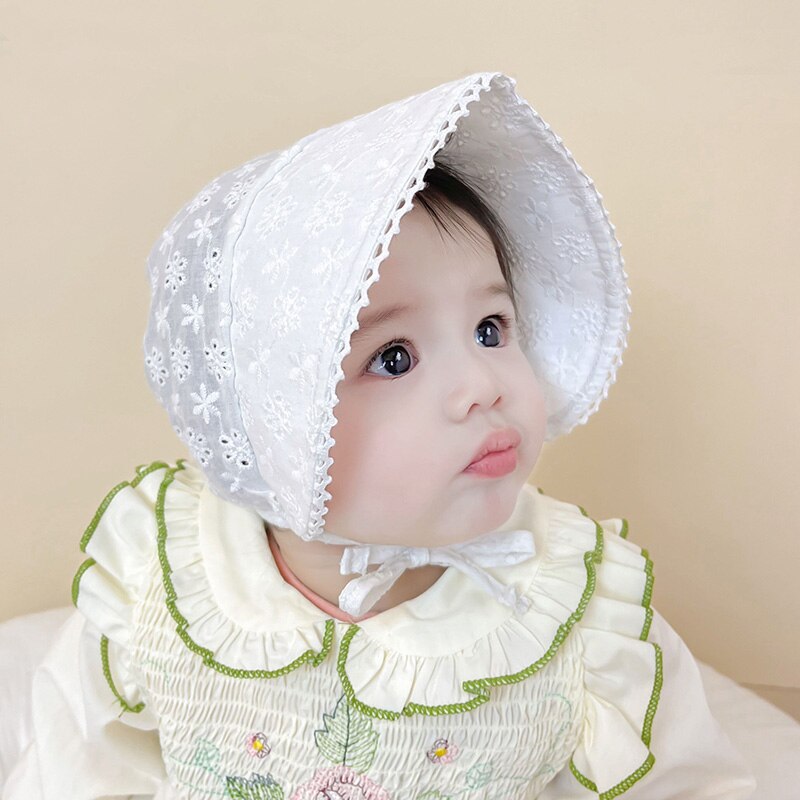 Chapeau d&#39;été pour bébé, Bonnet de princesse en dentelle, chapeau de soleil pour filles, accessoires Vintage, casquette pour enfants en bas âge, 3-15M, 2022: White