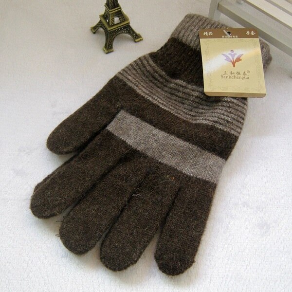 invierno de los hombres guantes grueso de punto guantes de hombre de despojado de Guabtes larga Luva estudiante guante calentador de la mano: 3