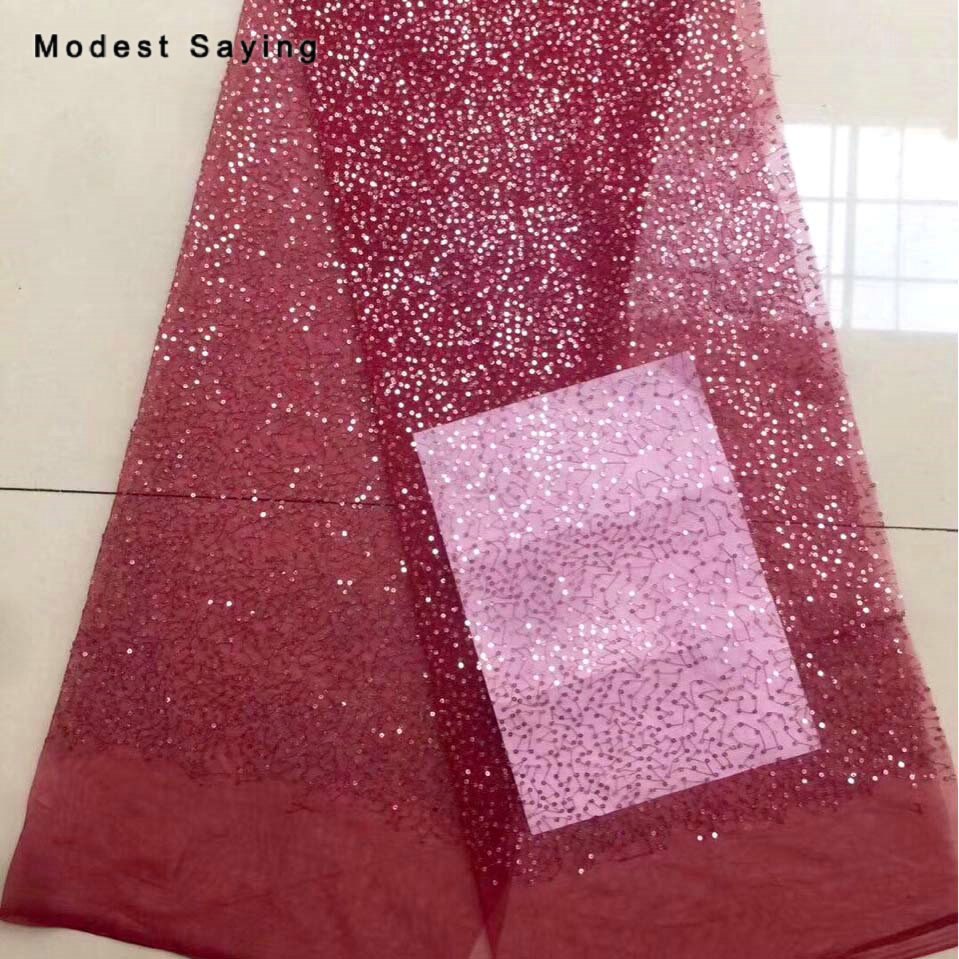 2 Yards Pink Sequins Fabric for Evening Dresses Wedding Party Sparkly Glitter Cloth for Handmad Craft Mesh Decoration Material