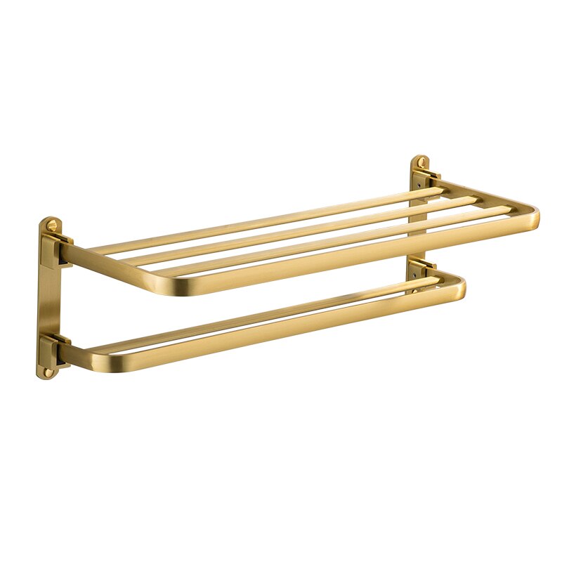 Porte-serviettes mural avec étagère, cintre pour vêtements, salle de bains, or brossé, WC porte-papier, support pour téléphone, porte-papier