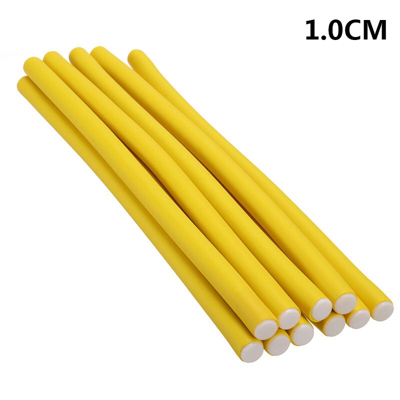 10pcs Foam DIY Styling Hair Rollers 24cm Flexible Curler Bendy Spiral Twistting Curls Tool For Wet Dry Hair Curling Random Color: 1cm