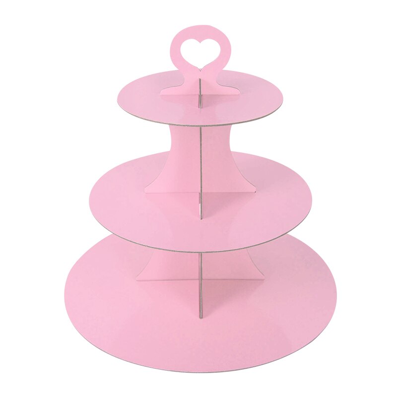 3 Tier Cake Holder Transparent Round Acrylic Cupcake Cake Stand Assemble Disassemble Birthday Tools Party Stand Decoration: pink cake stand