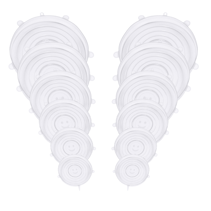 6/12 st mat silikon lock återanvändbara universella stretch silikon lock lock vakuum mat wrap förpackning magiskt lock: 2 vita