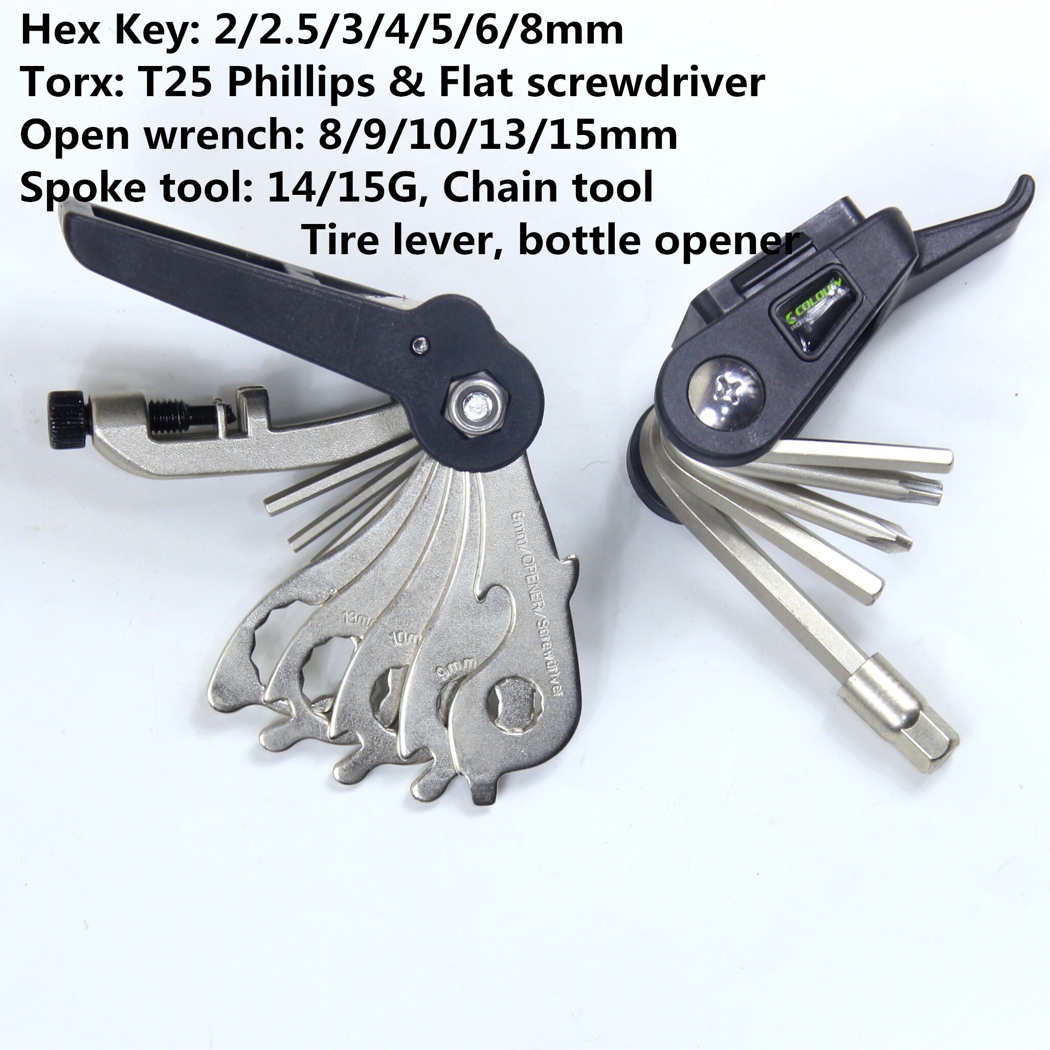 Fiets vouwgereedschap bandenreparatieset multitool fietssleutel schroevendraaier kettingsnijder fietsaccessoires