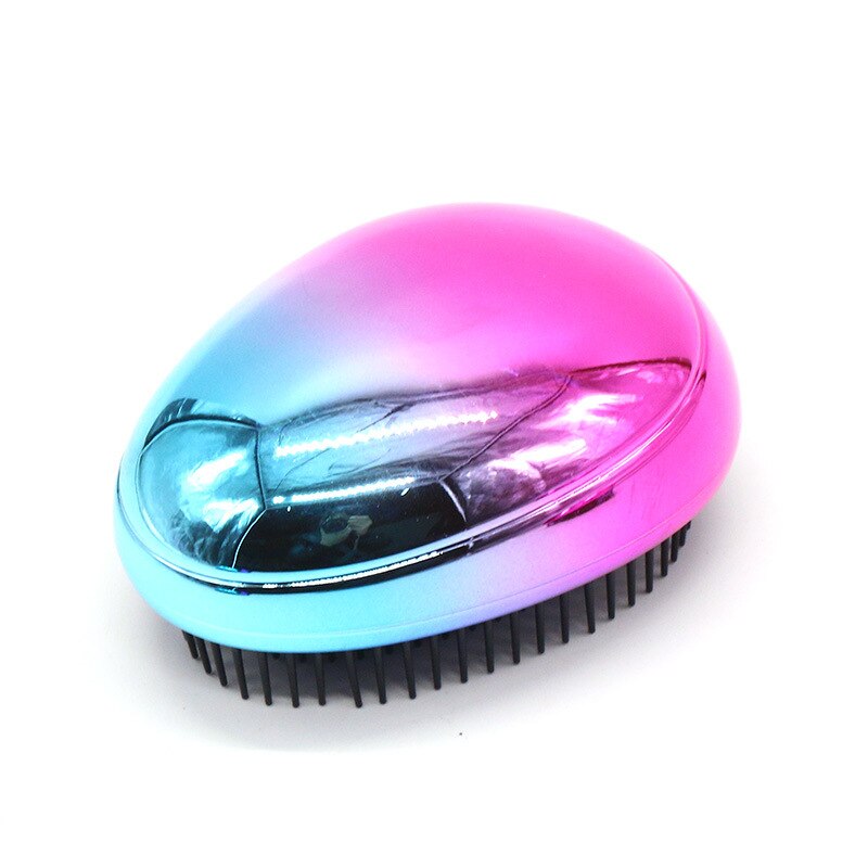 Brosse à cheveux en forme d&#39;œuf rond, outils de coiffure doux, peigne démêlant, Salon, soins capillaires, voyage, 1 pièce: BluePink