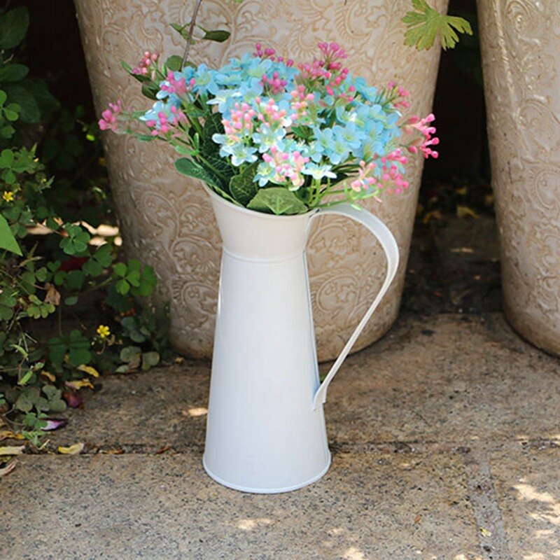 Mini Flower Tin Vase Jug Metal Vase Desktop Flower Arrangement Coffee Flower Pot Flower Basket Nordic Home Decoration Vases: White