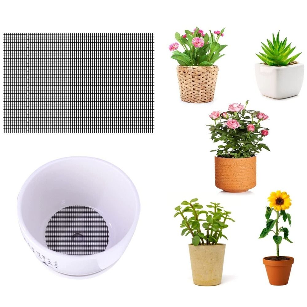 5pcs Rectangular Flowerpot Bottom Hole Mesh Pad Anti Leakage Soil Drainage Hole Mesh Breathable Pad Thin Mesh Mesh Gasket