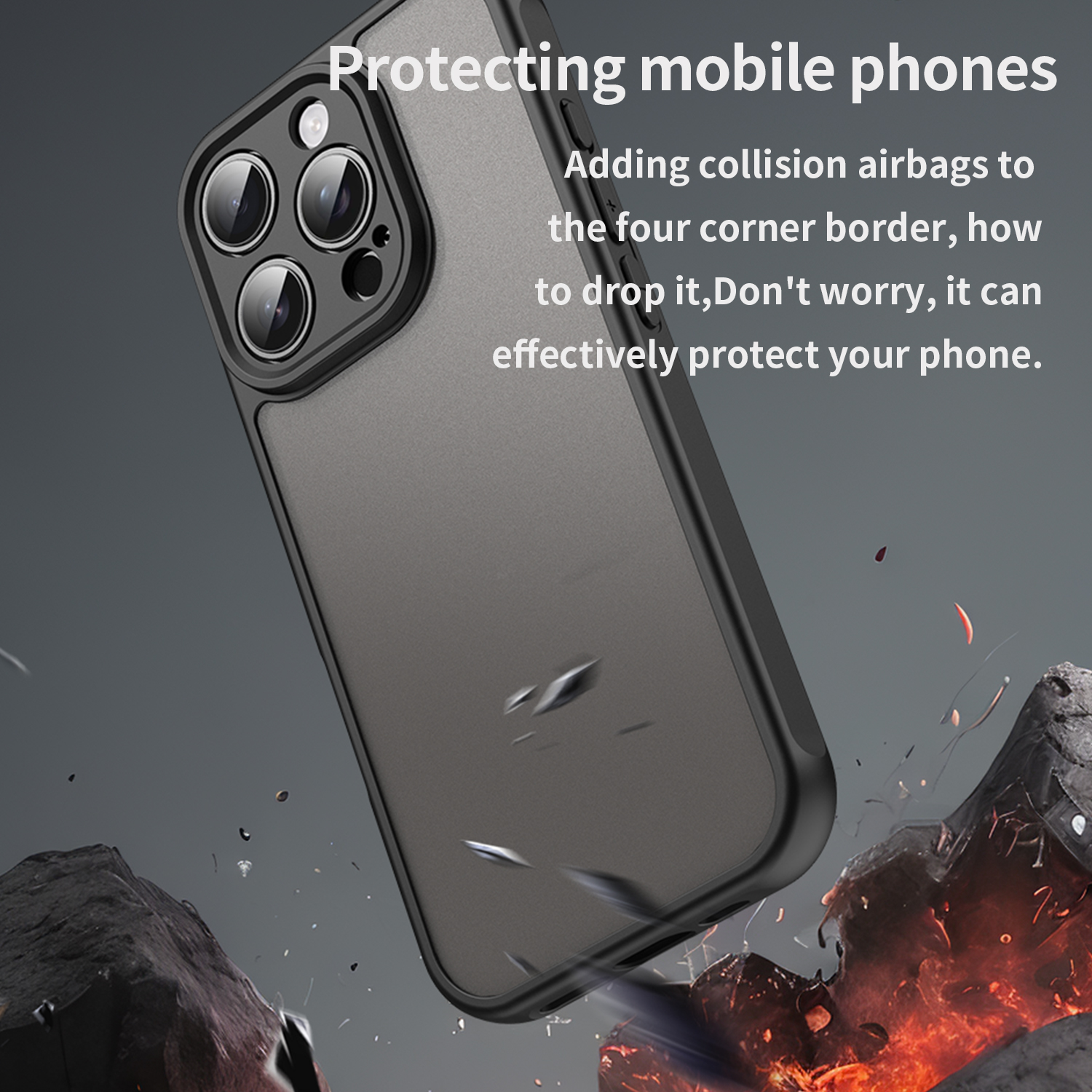 Funda de teléfono mate a prueba de golpes para iPhone 14 15 Pro Max Plus iPhone14 Pro Max, funda trasera acrílica de silicona suave