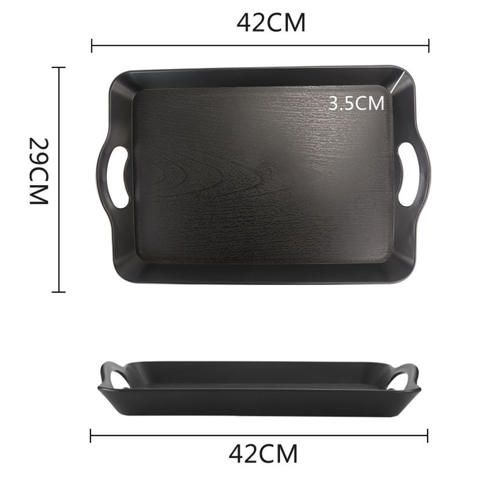 Basket Tray Dish Plastic Storage Baskets with Handles, Office Basket Tray Plate: Black42x29cm