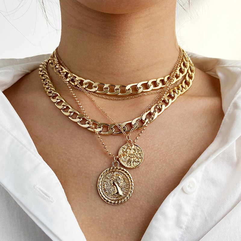 Cuban Gold Thick Chain Choker Necklace For Women Men Trendy Hip Hop Big Chunky Short Chain Choker Necklaces Jewelry: CS52436